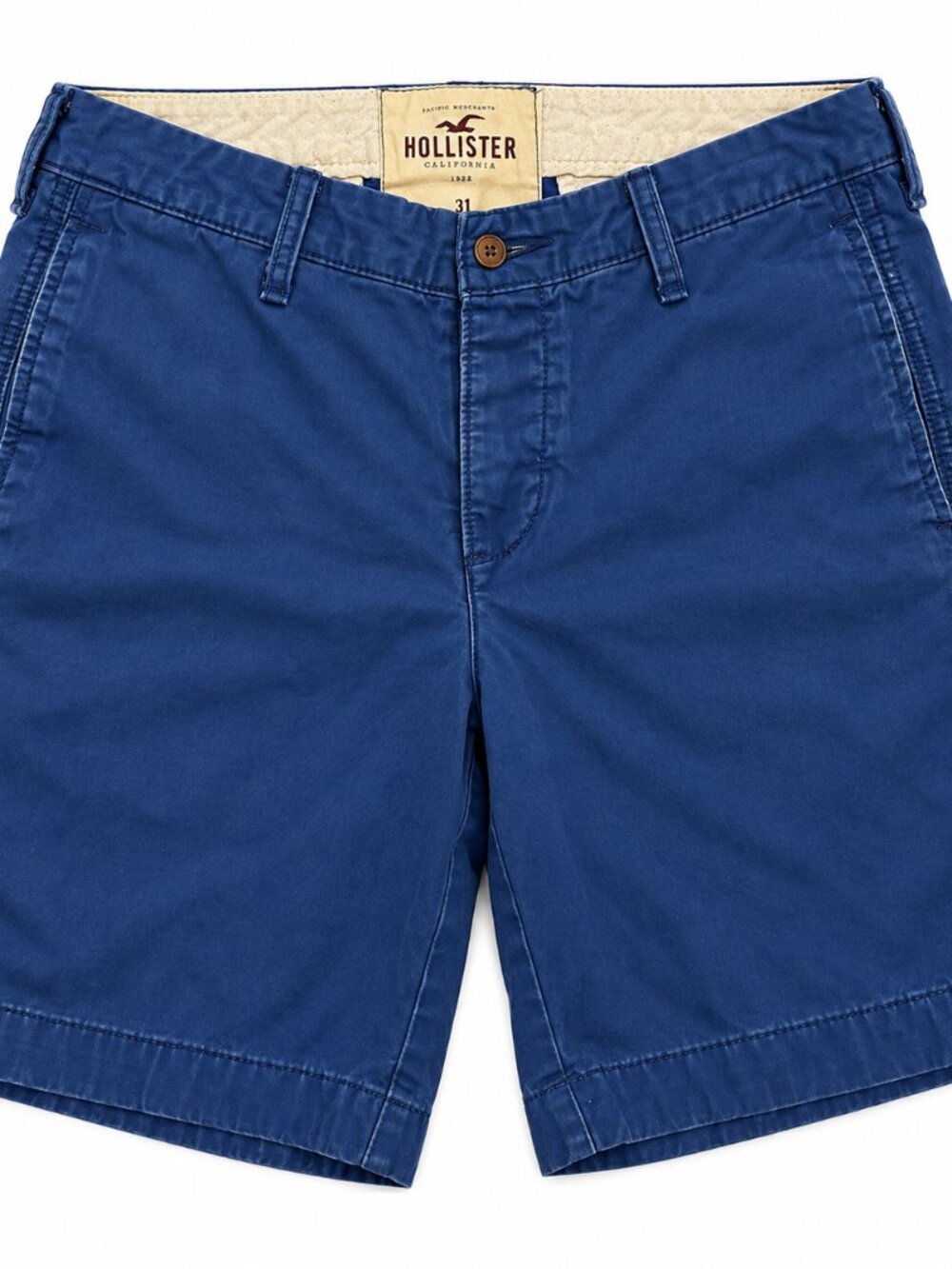 Hollister Men’s Blue Chino Shorts Size 31 Logo Casual